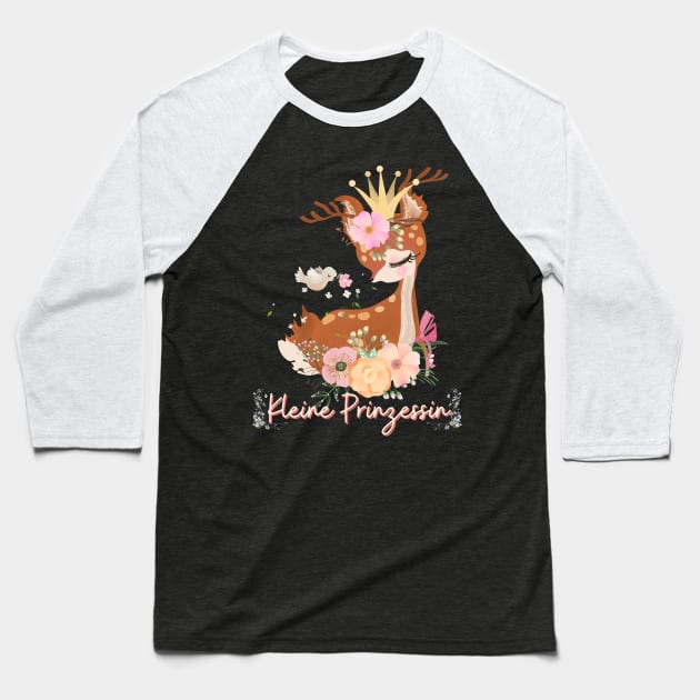 Reh Kleine Prinzessin Blumen Süß Baseball T-Shirt by Maggini Art